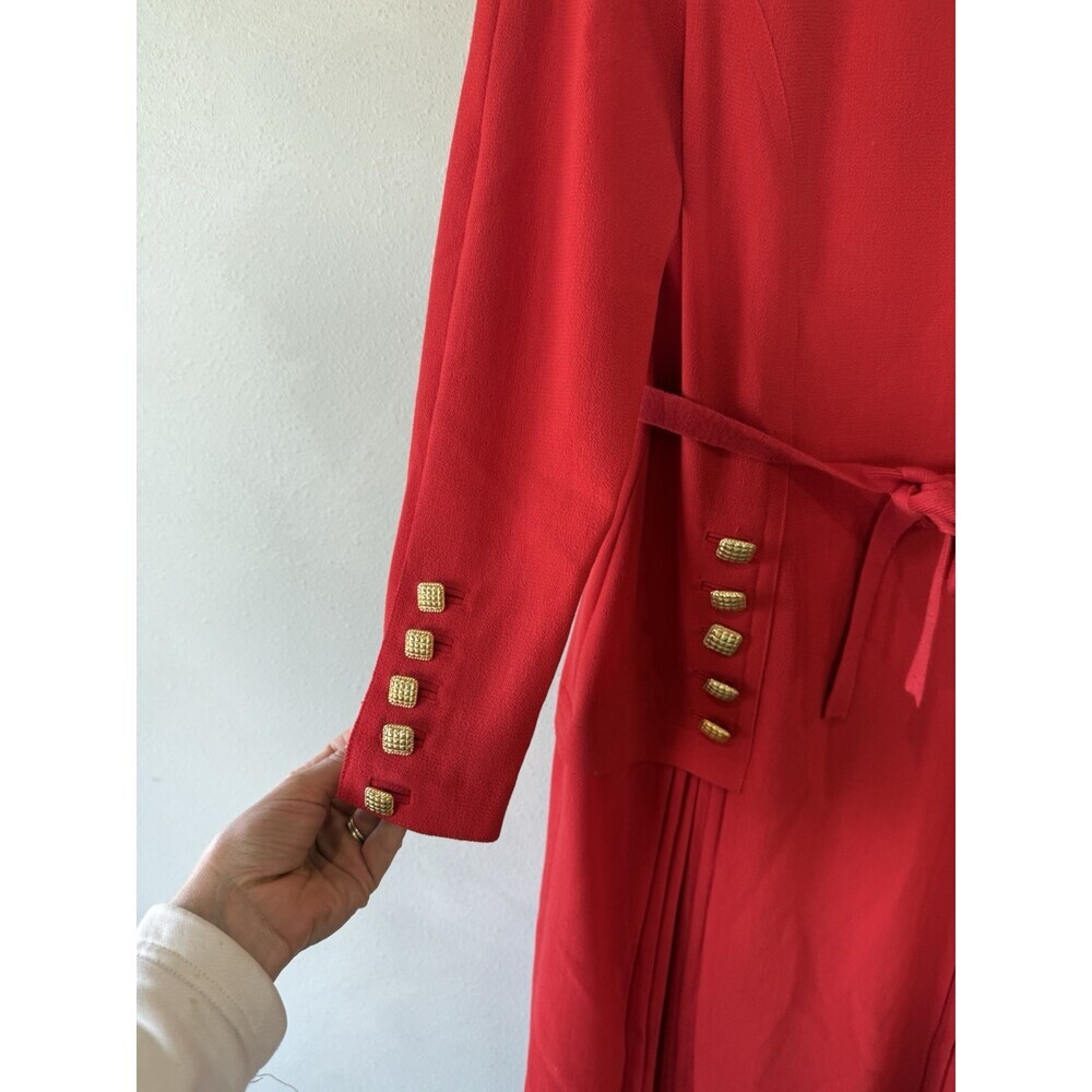 VTG Louis Feraud Women’s Long sleeve Red Wool Midi Dress 12 Vintage - Picture 3 of 9